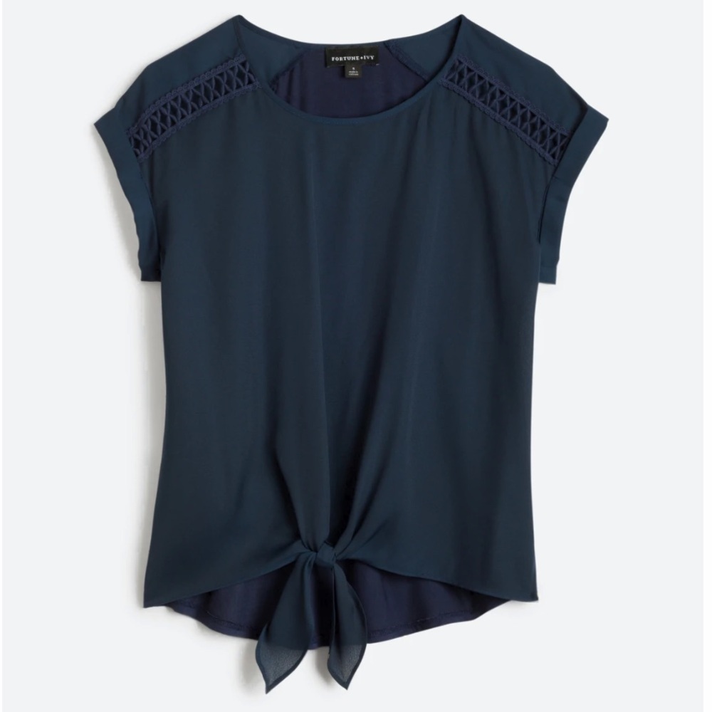 Fortune + Ivy Tabitha Crochet Detail Blouse